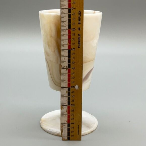 Vintage Slag Glass Goblet Vase Carmel Swirl - Picture 12 of 15